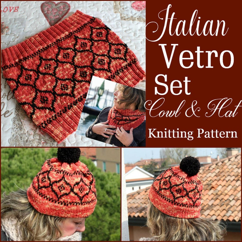 KNITTING HAT PATTERN Italian Vetro Hat beanie Hat pattern woman girl Hat pdf Pattern instant download easy fair isle knit hat image 6