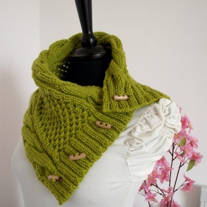 KNITTING COWL PATTERN Alice Cowl Pattern - Scarf Cowl with Buttons pdf pattern Instant Download Knitting Cowl tutorial woman patterns