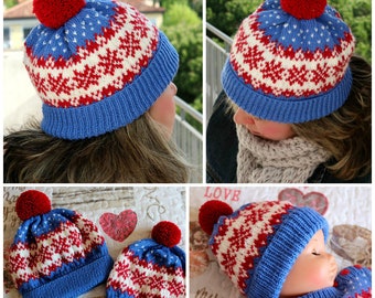 KNITTING PATTERN HAT - Winter Dreams Hat Knitting Pattern, include sizes for baby, toddlers and adults, pdf pattern Instant Download