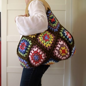 CROCHET BAG PATTERN crochet Granny Squares Bag - Martha Bag - Handbag Pattern, Crochet pdf pattern Large Bag, colorful bag pattern