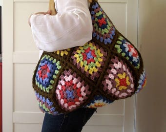 CROCHET BAG PATTERN crochet Granny Squares Bag - Martha Bag - Handbag Pattern, Crochet pdf pattern Large Bag, colorful bag pattern