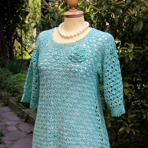 Crochet Pattern Tunic Blouse SAMANTHA top for women lace crochet easy crochet design pdf Instant Download crochet sizes S (M, L, XL, 2XL)