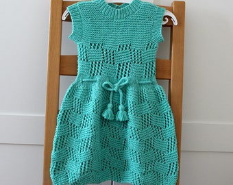 Knitting Pattern Baby Toddler Dress - Rosalinda Baby Dress - sizes 0-3, 3-6, 12months and 24 months baby lace knit dress pdf pattern