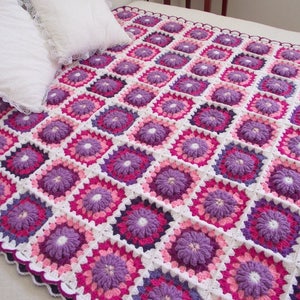 CROCHET PATTERN BLANKET Majesty Blanket granny squares blanket flowers blanket crocheted baby blanket pdf instant download motif flowers image 6