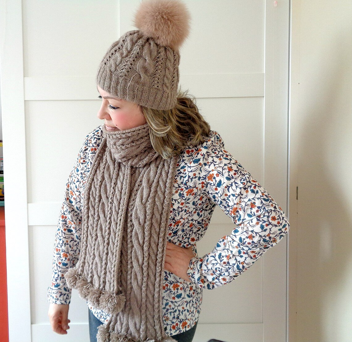 KNITTING PATTERN Scarf Hat Alpine Set Knit Cables Scarf and Hat ...