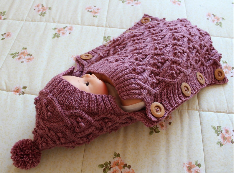 BABY COCOON Knitting Pattern Eden Cottage Baby Cocoon pdf pattern Instant Download baby sleeping bag knit pattern for babies knitting gift image 8