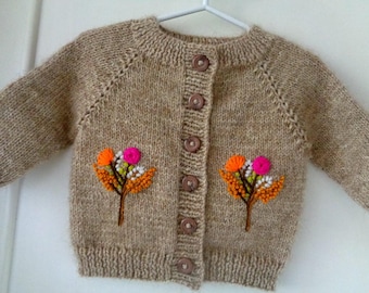 KNITTING PATTERN Wildflowers Baby Cardigan embroidery cardigan knit sweater with embroidery pdf pattern Instant Download, embroidery pattern