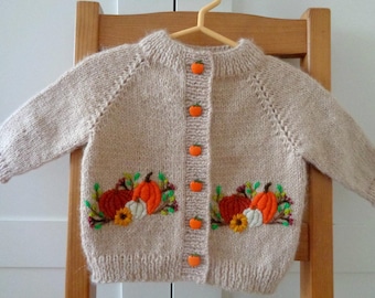 STRICKANLEITUNG Kürbis Strickjacke für Babies und Kleinkinder Halloween Stickvorlage Kürbisse Strickjacke Kürbis Pullover Kinder pdf Sofort-Download