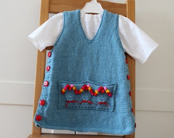 Knitting Pattern Baby Dress - Mimi Jumper Dress - Sizes 18mo, 24m, 2T, 4T, 6T cute easy knitting baby dress, pdf pattern Instant download