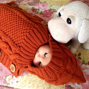 KNITTING PATTERN Baby Cocoon Sweet Snuggle Baby Cocoon pdf pattern Instant Download baby sleeping bag knit pattern image 4