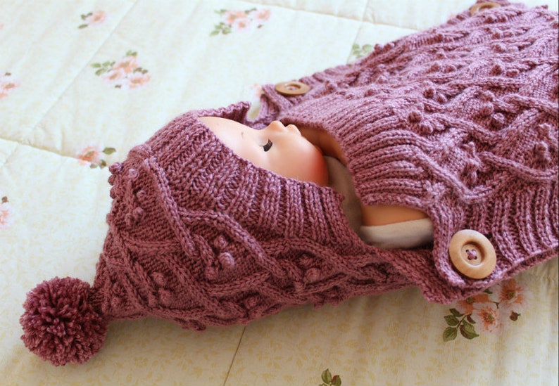 BABY COCOON Knitting Pattern Eden Cottage Baby Cocoon pdf pattern Instant Download baby sleeping bag knit pattern for babies knitting gift image 6