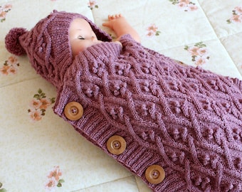 BABY COCOON Knitting Pattern - Eden Cottage Baby Cocoon pdf pattern Instant Download baby sleeping bag knit pattern for babies knitting gift