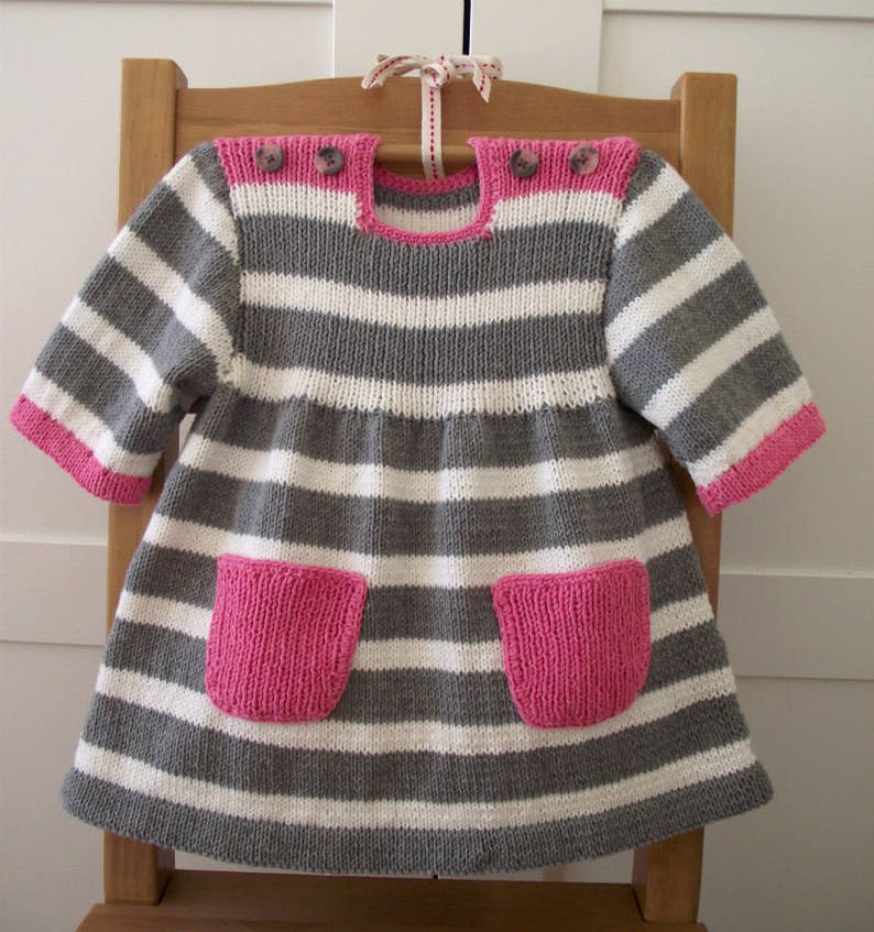 Knitting Pattern Baby Toddler Dress Happy Day Baby Dress Etsy New Zealand