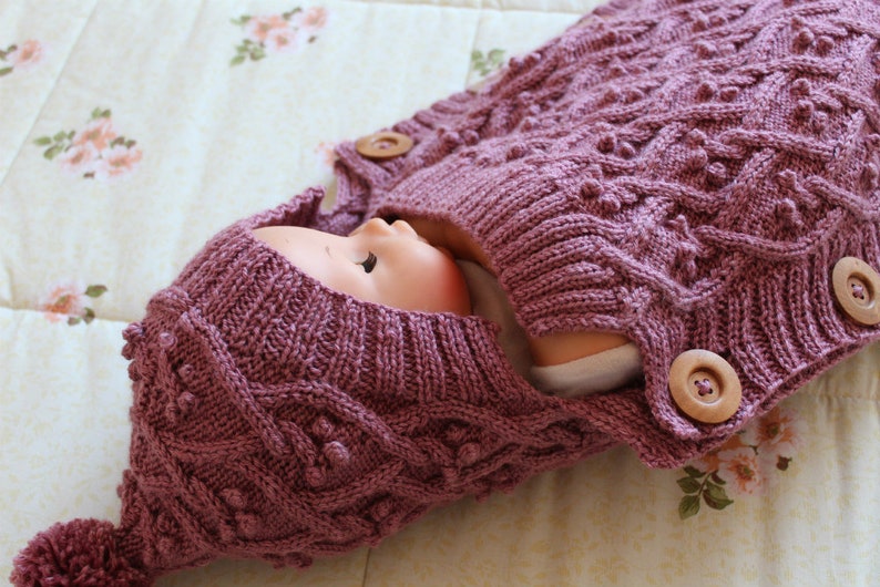 BABY COCOON Knitting Pattern Eden Cottage Baby Cocoon pdf pattern Instant Download baby sleeping bag knit pattern for babies knitting gift image 2