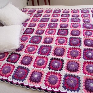 CROCHET PATTERN BLANKET Majesty Blanket granny squares blanket flowers blanket crocheted baby blanket pdf instant download motif flowers image 4