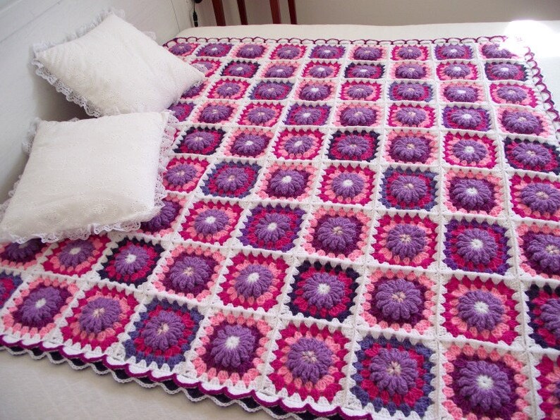 CROCHET PATTERN BLANKET Majesty Blanket granny squares blanket flowers blanket crocheted baby blanket pdf instant download motif flowers image 4