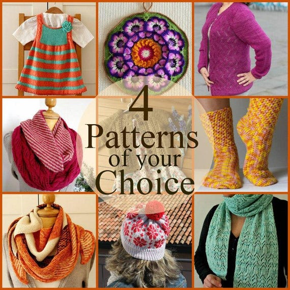 Knitting and Crochet Pattern Discount - CHOOSE 4 - Your Choice of 