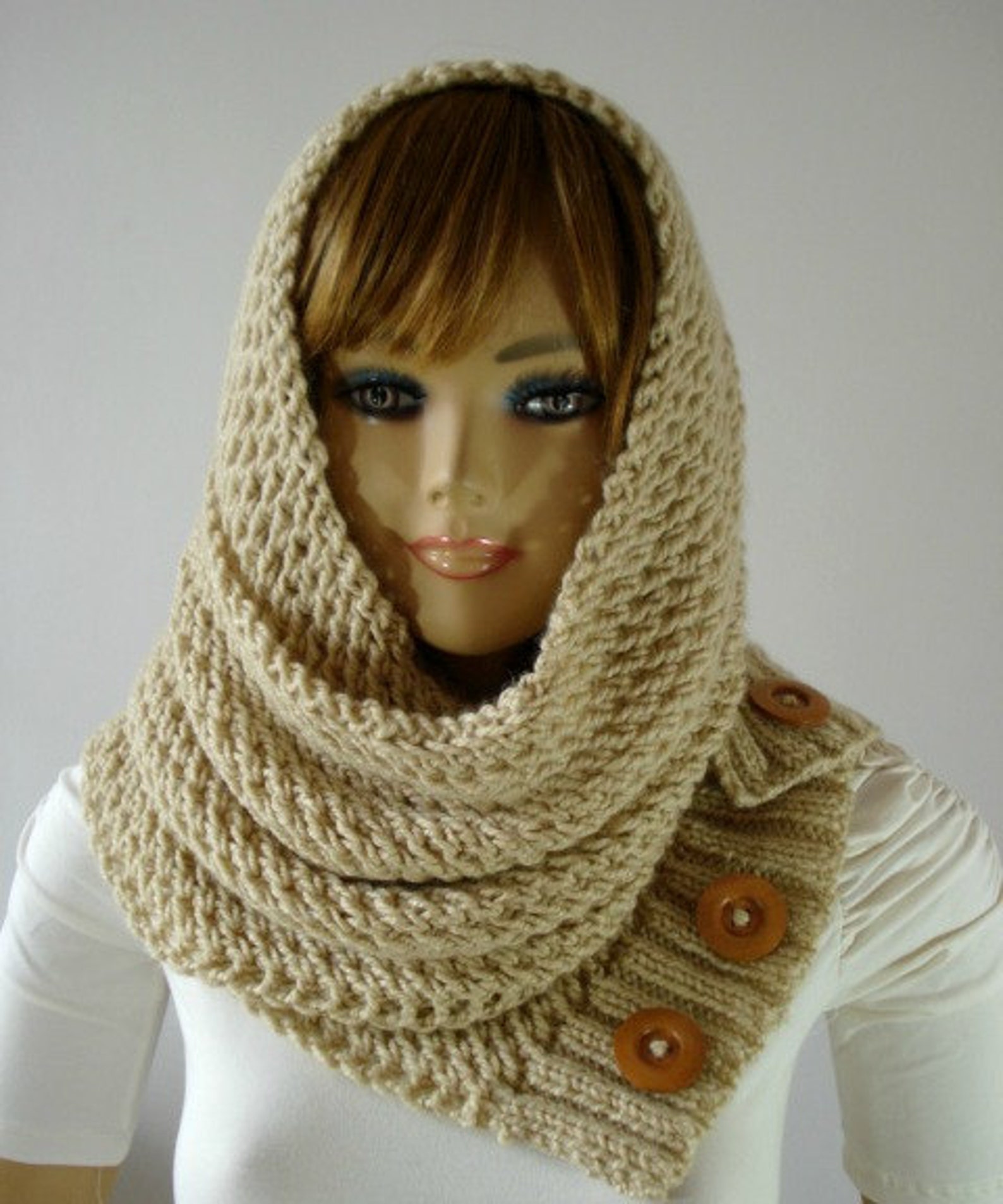 KNITTING PATTERN HOODED Cowl Scarf - Loulou Hood Scarf Cowl - Hooded ...