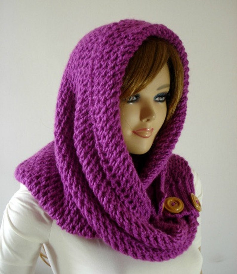KNITTING PATTERN HOOD Scarf Loulou Kiss Hooded Scarf Hood Etsy