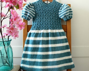 Strickanleitung Babykleid - Petit Fleur Babykleid Strickmuster Sofort Download pdf Muster, alle Größen Babys und Kleinkinder Muster