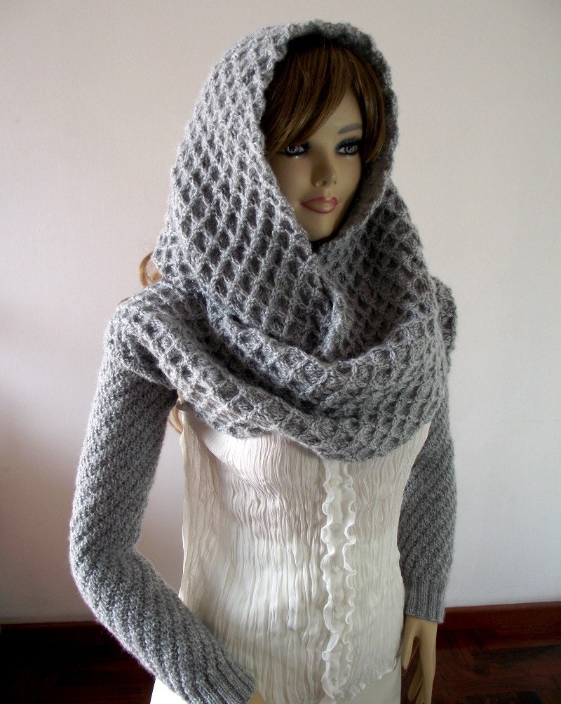 KNITTING PATTERN HOOD Scarf With Sleeves Hooded Scarf Pattern | Etsy UK