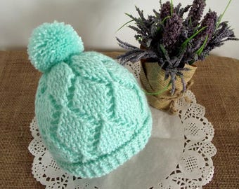 Molde de crochê para gorro de bebê com estampa de diamantes - Tutorial em PDF para download imediato