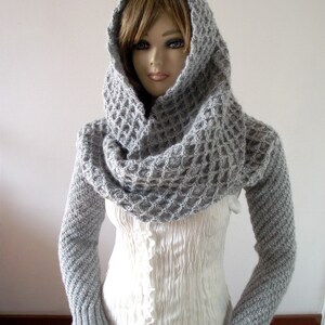 KNITTING PATTERN Scarf hood with Sleeve big scarf with long sleeves hooded scarf Khloe Scarf Sleeves Sweater Wrap Instand Download PDF image 7