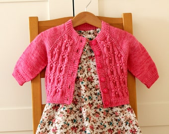 KNITTING BABY PATTERN Berry Pretty Baby Cardigan Sweater Knit cables nupps baby toddler cardigan knit sweater pdf pattern Instant Download