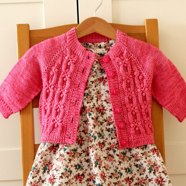 KNITTING BABY PATTERN Berry Pretty Baby Cardigan Sweater Knit cables nupps baby toddler cardigan knit sweater pdf pattern Instant Download