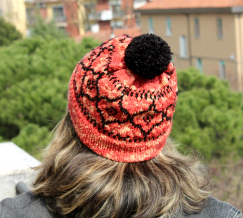 KNITTING HAT PATTERN Italian Vetro Hat beanie Hat pattern woman girl Hat pdf Pattern instant download easy fair isle knit hat image 7