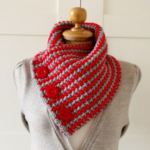 KNITTING PATTERN COWL Charly Cowl Pattern - Scarf Cowl with Buttons pdf pattern Instant Download Knitting Cowl tutorial woman patterns