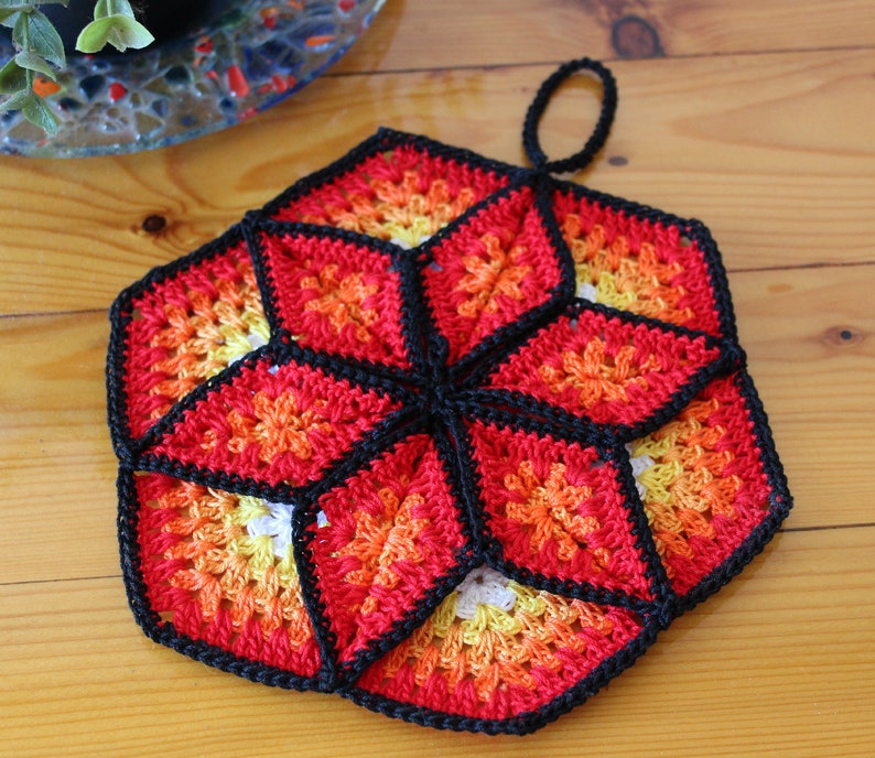 CROCHET PATTERN Pot Holder Lucky Star Pot Holder easy Crochet pattern Tea Pot Holder Granny square crochet pdf pattern Instant Download image 3