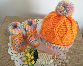 CROCHET PATTERN Baby hat and booties set -Alegria Baby Set crochet Patterns baby bonnet baby booties Instant Download Baby pattern Baby uggs