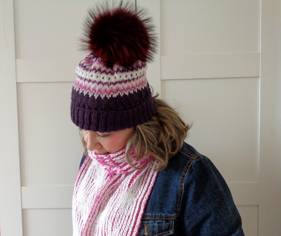 KNITTING HAT PATTERN Bubble Gum Hat Fair Isle Women Knitting Etsy