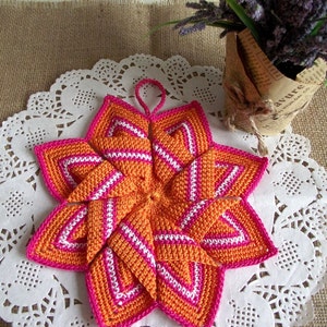 CROCHET Pot Holder PATTERN Crocheted Tea Potholder Kitchen Star Crochet Coaster Pot Holder Oven Holder pdf pattern Instant Download cute pdf