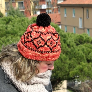 KNITTING HAT PATTERN Italian Vetro Hat beanie Hat pattern woman girl Hat pdf Pattern instant download easy fair isle knit hat image 1