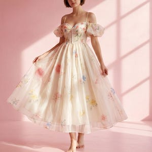 knee length dresses for ladies Black Ruffled Tulle Midi Dress – KissDress main image 0