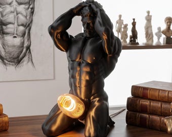 Lampe de bureau sculpture homme musclé, lampe sculpture corps d'homme, statue lumineuse artistique, lampe de bureau unique, lampe décorative de bureau, cadeau fantaisie pour la maison