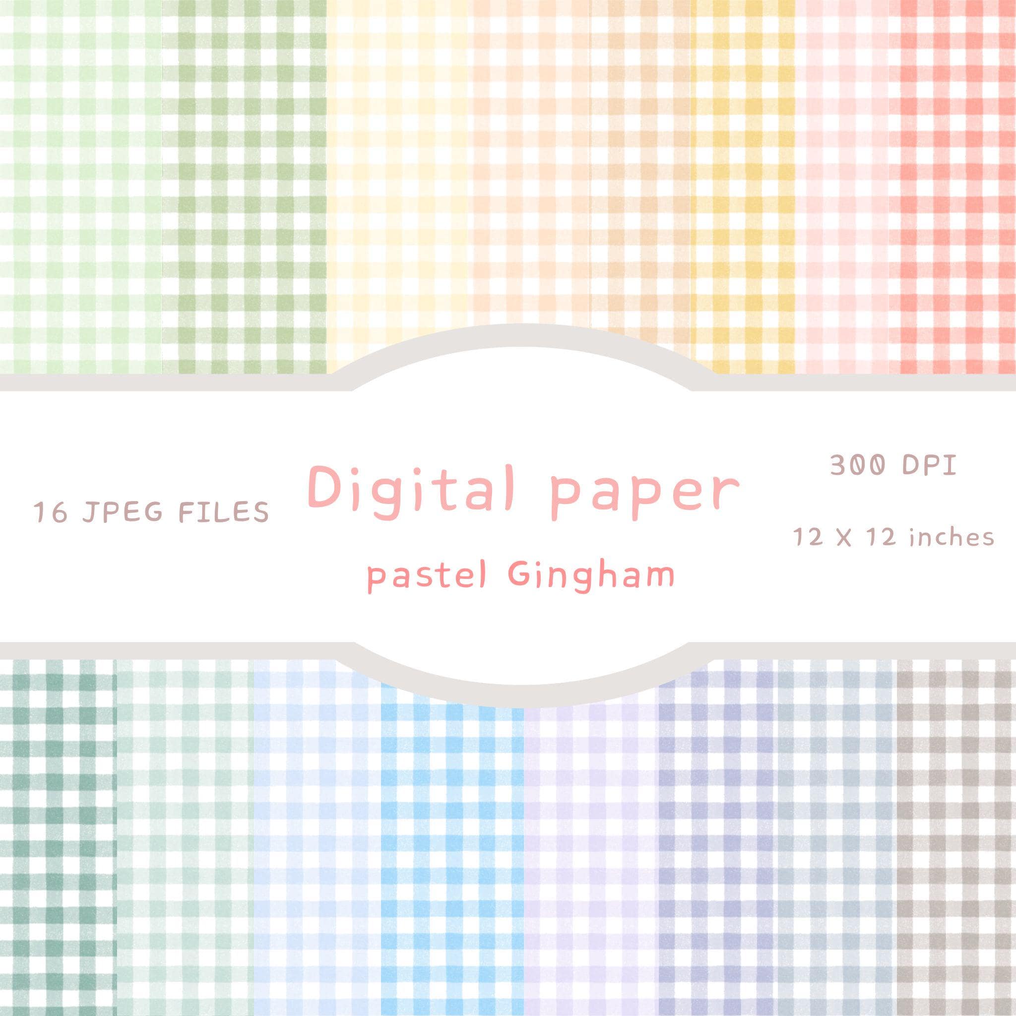 Pastel Gingham Digital Paper, Plaid Backgrounds,soft Checkered ...