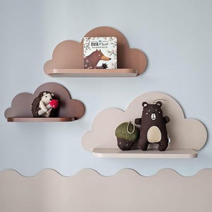 Beige Wolke Regal für Kinderzimmer | Neutral Kinderzimmer Wand Dekor | braunes Holzregal | Babyzimmer Dekor