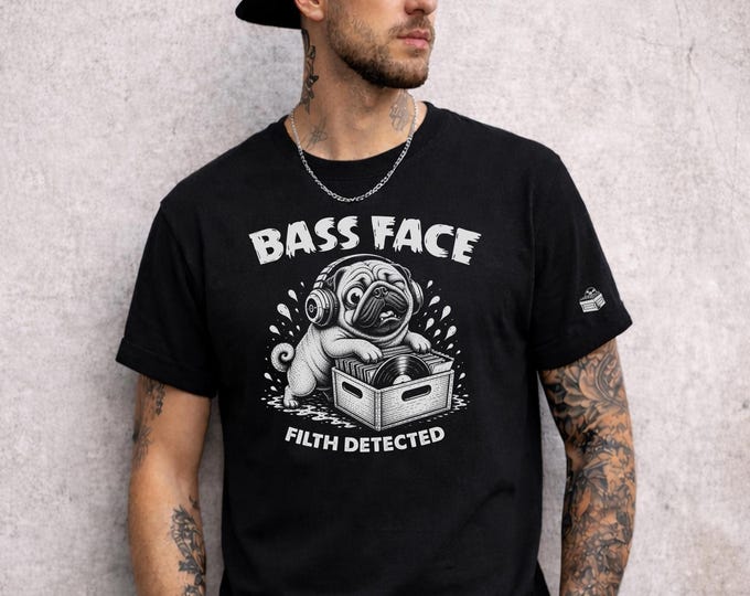 Featured listing image: Bass Face – Filth Detected Pug DJ Tee