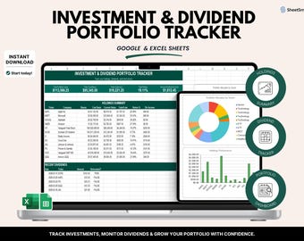 Investment Portfolio Tracker Google Sheets Dividend Stock ETF Crypto Holdings Dashboard Returns Calculator Template