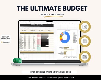 Ultimate Budget Spreadsheet: Finance Tracker, Debt Payoff, Savings, Net Worth (Google Sheets)