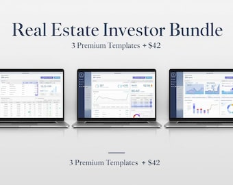 Real Estate Investment Bundle: Rental Property Tracker Bookkeeping Net Worth Landlord Template 3-in-1