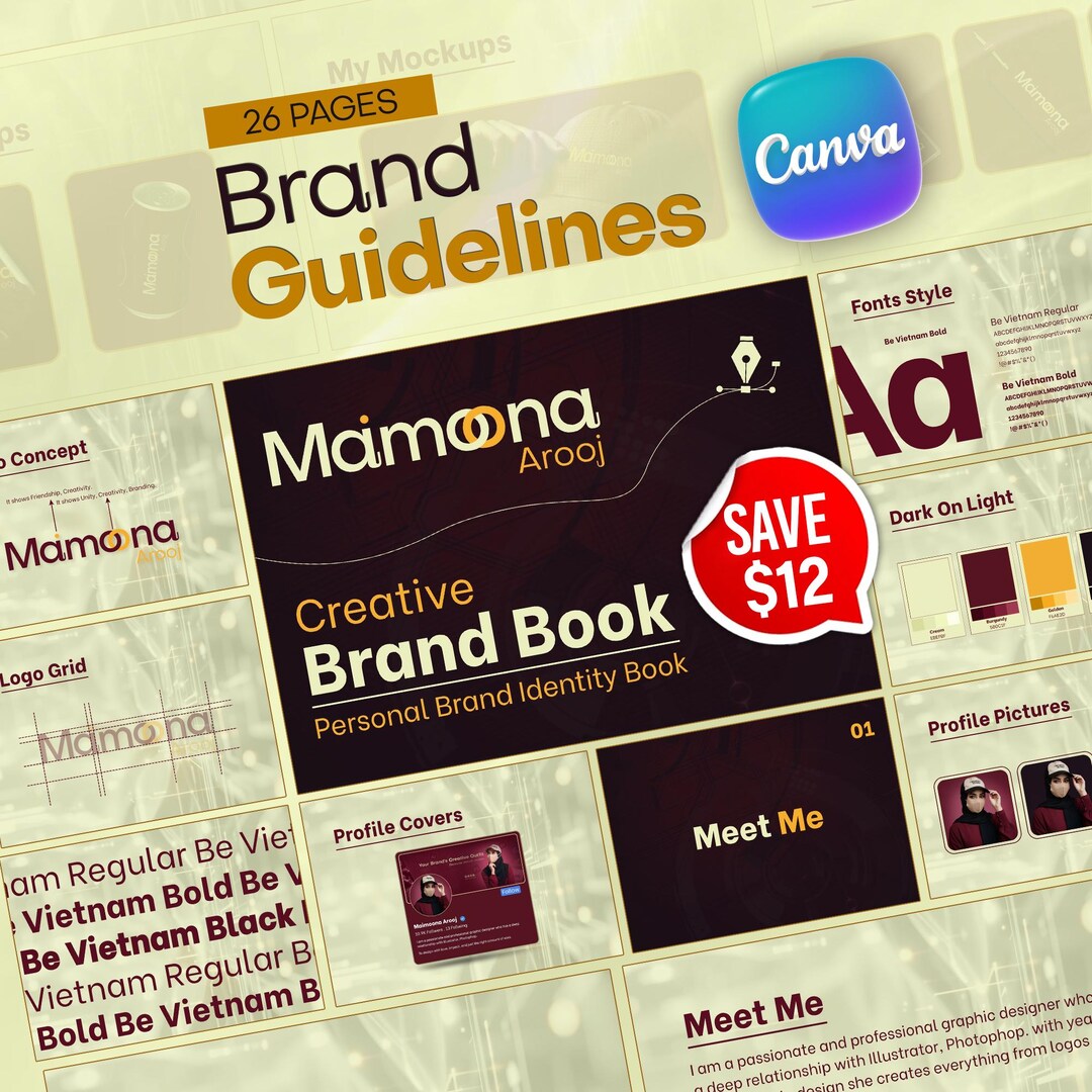 Brand Guidelines Canva Template | Minimal Brand Book | Brand Identity ...