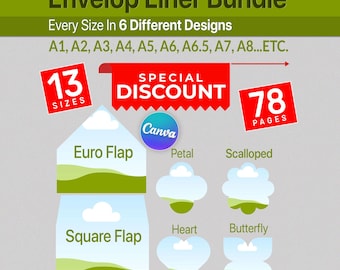 Envelope Liner Template Canva | 13 US Sizes | 6 Design Variations | Editable & Customizable | DIY Printable Envelope Liner Set