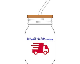 World Aid Runners Sipper Glas mit Strohhalm, 16 Unzen (Gravur / Geätzt)