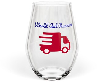 World Aid Runner wijnglas zonder steel | Ontwerp voor een bestelwagen voor goede doelen van 11,75 oz