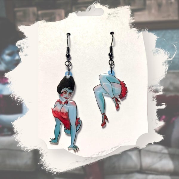 Beetlejuice Magicians Assistant Dangle Earrings | Horror Movie Earrings