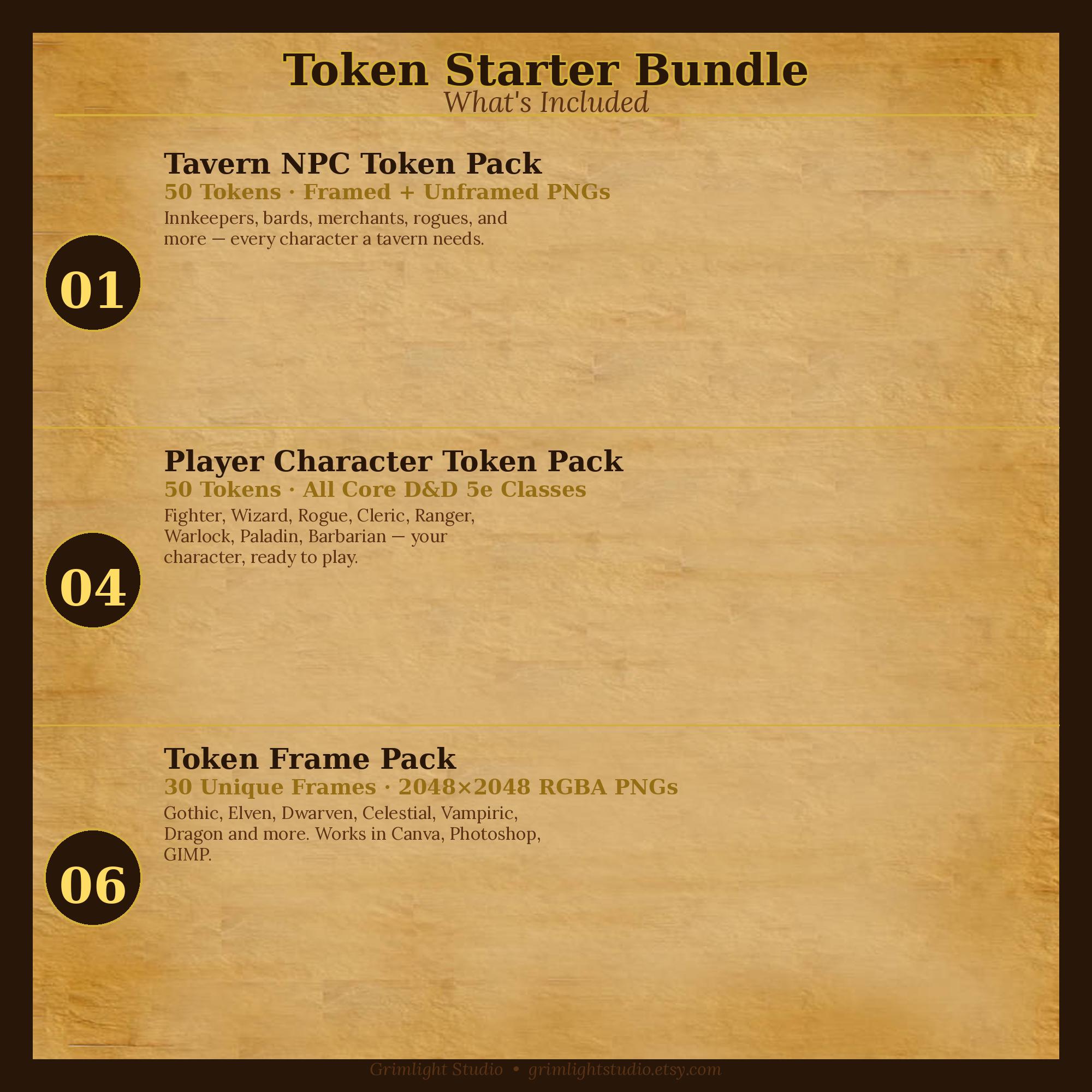 Player Character Token Simple TTRPG Token Bundle | Tavern Npcs, Player Characters, 30 Frames (VTT ...
